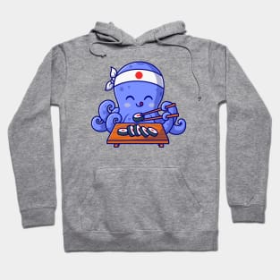 Cute Octopus Eating Sushi Cartoon Hoodie